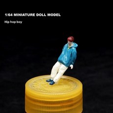 스트리트 댄스 미니어처 모델 인형 장면 소품 피규어 수집용 청소년, 1. 1/64 스트릿 댄스 보이 일반 컬러링 버전, 1개