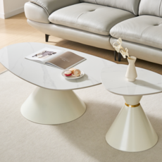 [색상선택가능] 에포크 오브제 세라믹 소파테이블 세트 방문설치, D. 상판: 비앙코 + 프레임: 크림화이트