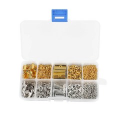 手工DIY飾品配件套裝：項鍊耳環材料、九字針龍蝦扣延長鏈鉗子工具組, 9號套盒(10格配件套裝), 1個