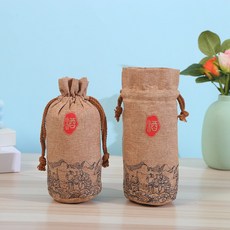 麻布酒袋 物品收納袋 酒瓶袋 珠寶首飾束口袋 禮品袋, 1個, 10*15;棕色;仿麻