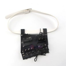 죽도 커버 가방 일본풍 장비 검집 목도 무술 소품 코스튬, 1개, 화이트 가죽 벨트 3개 오른쪽 걸이