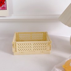 有感選物 馬卡龍色系桌上文具雜物收納盒, 黃色,小款折疊盒, 1個