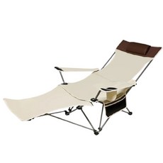 四檔調節露營椅，戶外折疊躺椅，月亮椅，休閒導演椅，登山戶外折疊椅, 【四檔腳靠實布款】免安裝高背白色贈收納袋, 1個