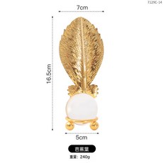 DIU 歐式輕奢金屬幾何水晶球擺件創意家居辦公室裝飾品麥穗鐵藝工藝品, 7129C-14-水晶球-芭蕉葉