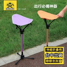 BUILDERS ALLIANCE 伸縮折疊椅 單腳椅凳 拐杖椅, 1個, 戶外伸縮摺疊凳-獨角款（天空藍）