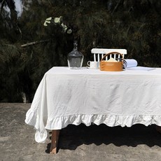 킬제이 프릴 테이블보 감성 식탁보 화이트 테이블커버 피크닉 캠핑 식탁 덮개, 소프트 크림