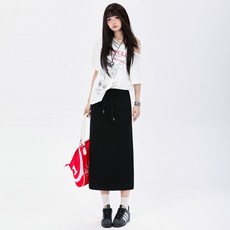 後開叉半身裙 女夏季中長款 直筒修身 包臀裙 休閒運動裙
