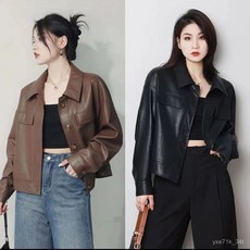皮衣外套秋季2025新款顯瘦時尚翻領小個子機車皮夾克短款上衣大碼