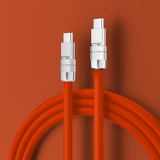 케이스프로 실리콘 초고속 충전 케이블 240W 480Mbps C to C, 1개, 오렌지, 3m