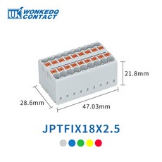 와이어 커넥터 플러그인 PTFIX 접합 전기 분배기 레일 가이드 터미널 출력 1개 블록 가능 정션 다중 박스, Green, PTFIX18X2 5