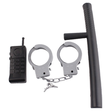 兒童警察角色扮演服裝組 - 萬聖節變裝舞會派對兒童警察制服, 警棍(玩具)+手銬+對講機(玩具), 1個