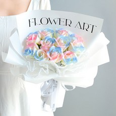 FLOWER ART 玫瑰香皂花束, 1個, 粉藍_漸變玫瑰