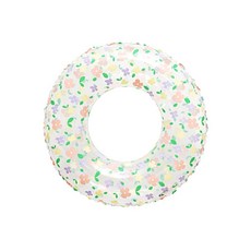 HYPZH 加厚充氣泳圈 PVC 兒童成人游泳浮圈, 透明泳圈粉色小花 60# 適合2 - 4歲, 1個