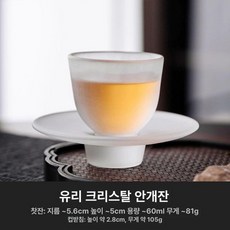 일본식 반투명 매트 유리 받침세트 찻잔 다도잔 다기잔, 그릇 포함, 1개