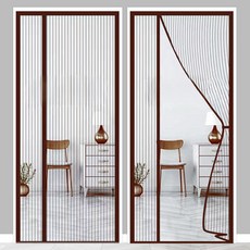 타리홈스 현관 벨크로 커튼형 자석 방충망 모기장, 브라운