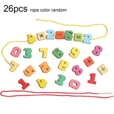 2Pcs 나무 장난감 어린이 Monterssori 교육 DIY 스트링 스레딩 동물 과일 번호 TMZ, 02 number