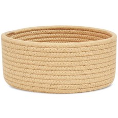 ABenkle 작은 우븐 바구니 빈 작고 얕은 보관 미니 면 로프 원형 장식 장난감 스파 양말 아기방 거실용 바구니 보관함 175705, 카키