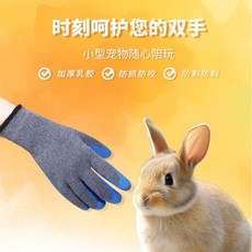 寵物防咬手套成人加厚餵食倉鼠訓鳥防刺穿狗貓防抓金絲熊鸚鵡兔子 副廠商品, 1個, 藍灰雙拼色加厚+多種通用途, 1雙/2只 萌寵享受互動歡樂-餵食洗護