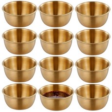 스테인리스 스틸 디핑 소스 컵 12개 뚜껑이 있는 6.1cm(2.4인치) 미니 골든 라미킨 휴대용 조미료 세트 주방 피크닉 캠핑용 재사용 가능한 그릇, 스테인리스 스틸 디핑 소스 컵 12개, 뚜껑이 있는 6