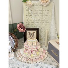 寵物洋裝 緞面玫瑰寵物服裝 馬爾濟斯犬布偶 秋款 少女可愛 寵物公主服飾, 1個, 山茉莉,XXS碼（一斤左右）