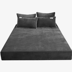 겨울 온수 산호 양털 장착 시트 탄성 매트리스 보호대 커버 2 명 럭셔리 더블 침대 150/180, 05 picture color2