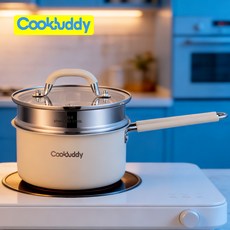 CookBuddy 304 스텐 찜기 이유식 냄비 인덕션 미니찜기 냄비, 1개, 유백색, 18cm 1개, 유백색, 18cm