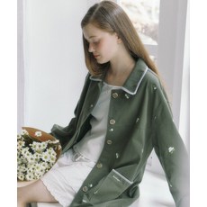 아워호프 OURHOPE 코트 마가렛 엠브로더리 코튼 자켓 - 그린