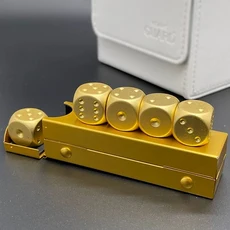 5개 세트 빨강 초록 파랑 알루미늄 합금 주사위 박스 포함 클럽 파티 DND RPG 보드 게임용 테이블, 01 Gold Bar shaped box