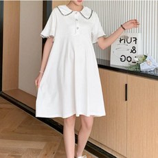 원피스 화이트 퍼프 반팔 여름 베이직 꾸안꾸 임산부 루즈핏 데일리