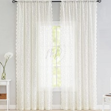 먼드 화이트 레이스 커튼 130x260cm 봉집형 빈티지커튼