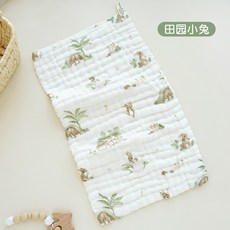 桃園出貨 口水巾 夏季薄款嬰兒三角巾 防水圍兜 嬰兒口水巾紗布毛巾兒童小方巾純棉 口水巾嬰兒全棉360吸水圍嘴非防水新, 田園小兔（25*50cm）, 1個