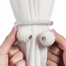 버들 원터치 마그네틱 커튼 타이, 2개, 화이트