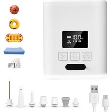 풍선용 미니 에어 매트리스 펌프 풀 플로트 수영 링 수면 패드 5000mAh 배터리 및 조명이 포함된 진공 보관 가방 5X USB 충전식 휴대용 전기, white