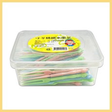 咪蒂 精緻水果叉，三色，一盒60支, 1個, 咪蒂精緻水果叉 盒裝