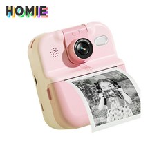 HOMIE 카메라 2.4인치 ips 화면 디지털카메라 6k 픽셀 빈티지 필름카메라 6롤인쇄지 32GB, 가루 가루