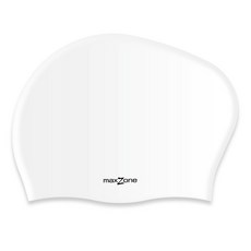 맥스존 롱심볼로고 긴머리 실리콘 성인 수영모자 대두 롱헤어 솔리드 플레인, 롱심볼로고WT, 1개