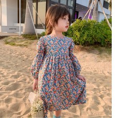ROUGE 女童長袖碎花洋裝