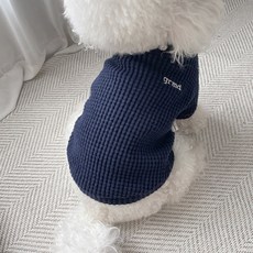 Grooming Dog 寵物 Fluffy 鬆餅格紋刷毛大學T, 海軍藍