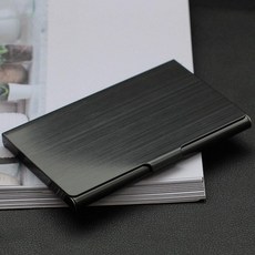 優選 薄名片夾男女式創意金屬名片盒商務便攜不鏽鋼時尚簡約名片夾刻字 副廠商品, 汰黑色, 1個