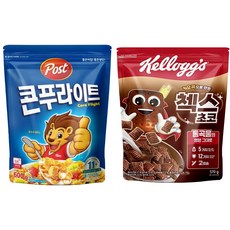 시리얼 2종 켈로그 첵스초코 570g 1개 + 포스트 콘푸라이트 600g 1개, 1.17kg