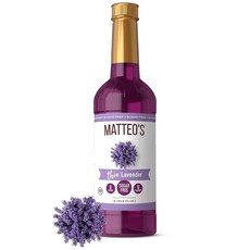 Matteo's 커피 음료 페이스트리 및 칵테일용 라벤더 시럽 - 음료 레스토랑 및 바용 무설탕 감미료 - 아로마 라벤더 맛 무알코올 생생한 맛 1팩, 33.8액량 온스 (1개입), 33.8ml