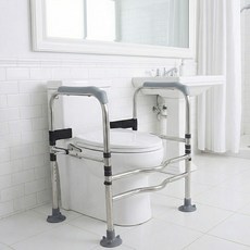 비오씨 무타공 변기 안전손잡이 노인 장애인 화장실 안전바 보조 지지대, 스테인리스, 1개