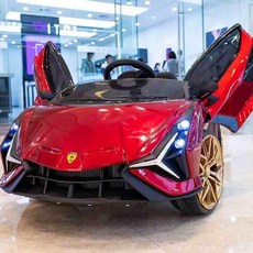 유아전동차 람보르기니 전동푸쉬카 4륜 아기자동차 사륜 전동카, 전기 구동, 페인트빨강듀얼휠가죽시트