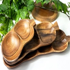 해돋이 우드 반찬접시 2구 3구 4구 우드디식기, 2절