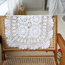 롤링페이퍼 핸드메이드 빈티지 스퀘어 크로쉐 식탁매트 소품깔개, 40x30cm, 화이트, 1개