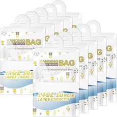 Vacplus 수분 흡수기 걸이식 옷장 제습기 가방 습도 팩 건조제 무향 제습기 10팩 9.8온스, White, 14.0 OZ
