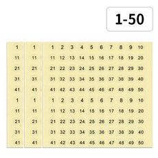 베러워커스 투명 원형 숫자 스티커, 1세트, 3개입, 1 - 50