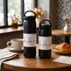 SUSUON 스텐 손잡이 텀블러 경량 텀블러 350/500ml, 1개, 350ml, 블랙