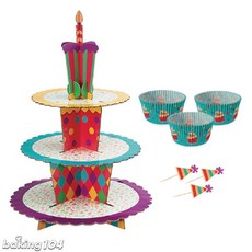 Wilton 惠爾通 杯子蛋糕架(喜慶版 含紙杯 插飾24pc) WT1510-134, 1個