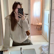 투니스 여성 빈티지 단색 루즈핏 긴소매 니트 가디건